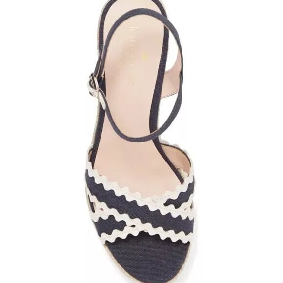 KATE SPADE NEW YORK Tulum Wedge Sandals Size 9.5B, BLAZER BLUE / PARCHMENT - Picture 3 of 10